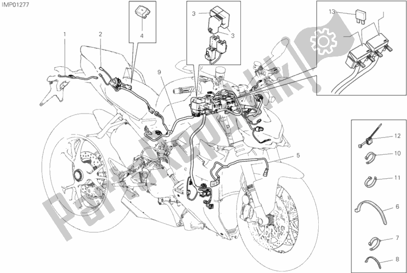 All parts for the Vehicle Electric System of the Ducati Streetfighter V4 USA 1103 2020